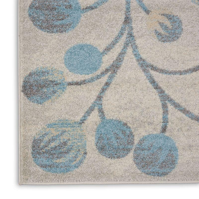 Nourison Tranquil 8'10" X 11'10" (9' x 12') Ivory/Turquoise Area Rug Contemporary Botanical Vine and Bloom by Nourison