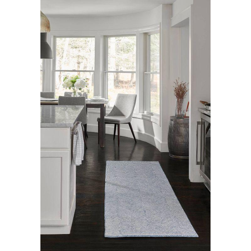 Momeni 5'x8' Charles Zig Zag Handtufted Area Rug Blue: Wool, Cotton & Latex Backing, Low Pile, Indoor Use, Rectangle Shape