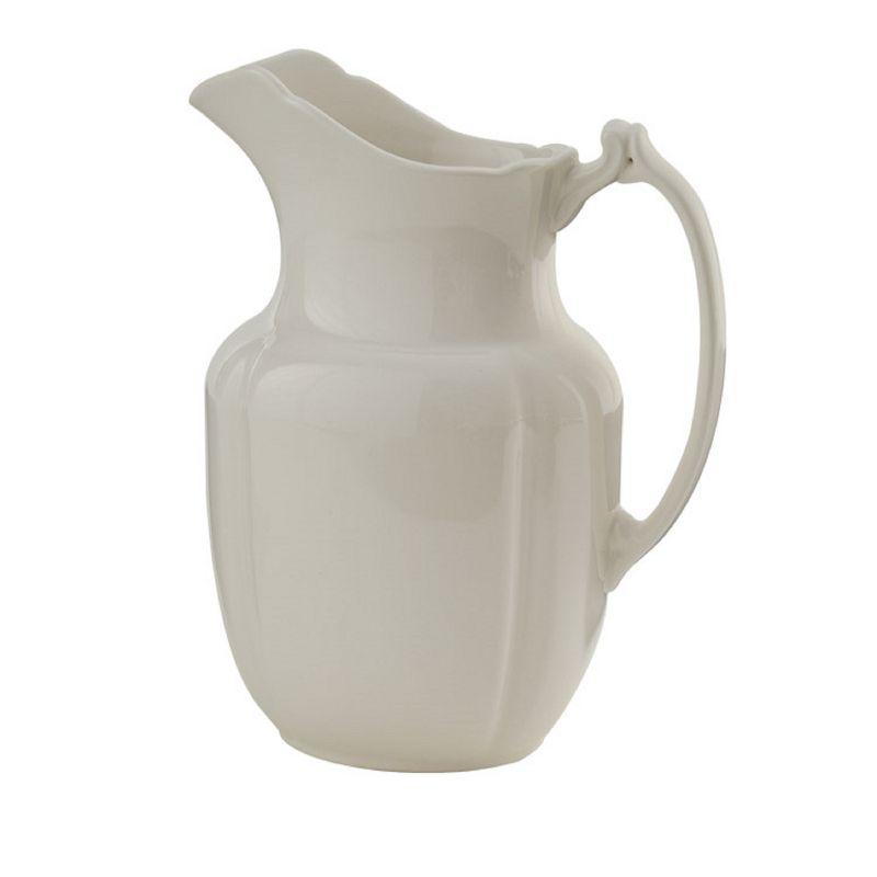 Creamy White Stoneware Water Pitcher with Handle