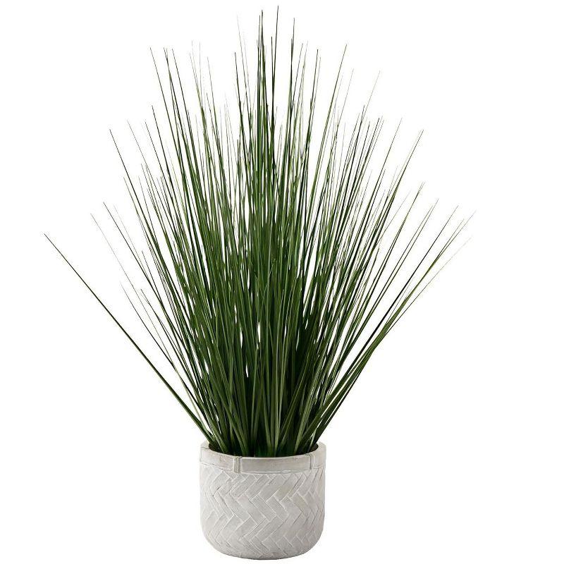 Monarch Specialties Artificial Plant 21 inch Tall Grass Indoor Faux Fake Table Greenery Potted Real Touch Decorative Green Grass White Pot