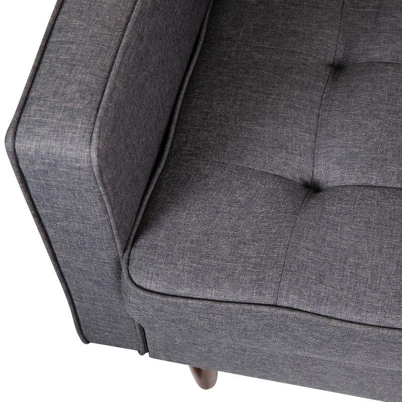 Flash Furniture Hudson Mid-Century Modern Commercial Grade Armchair with Tufted Faux Linen Upholstery & Solid Wood Legs in Dark Gray