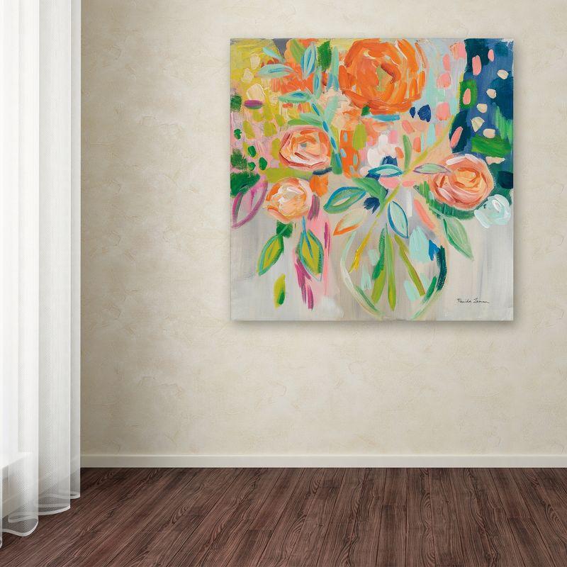 Summer Orange Floral Canvas Art with Frame