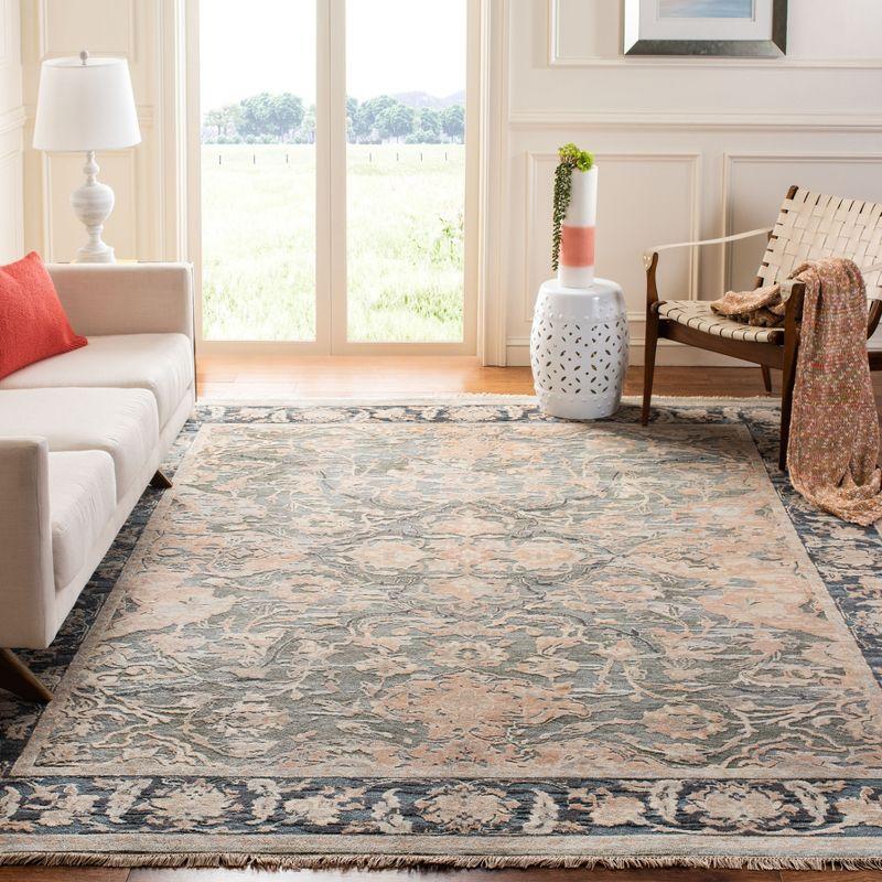 Gray and Beige Hand-Knotted Wool 8' x 10' Rug