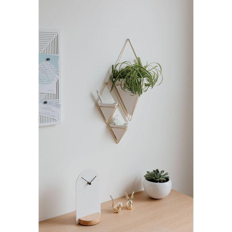 White and Brass Geometric Wall Planter Decor