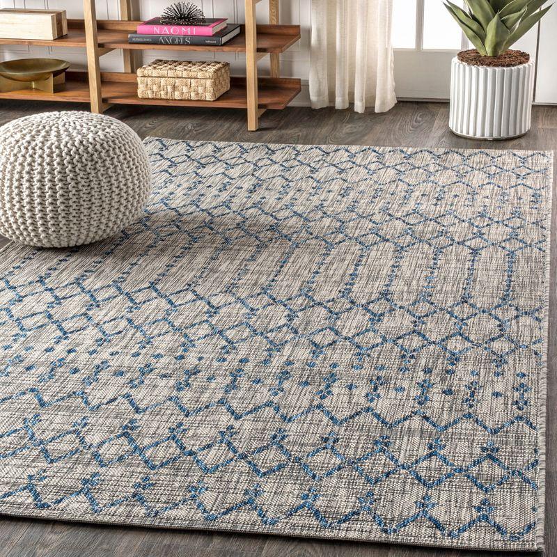 Ourika Moroccan Geometric Textured Weave Indoor/Outdoor Area Rug - JONATHAN Y