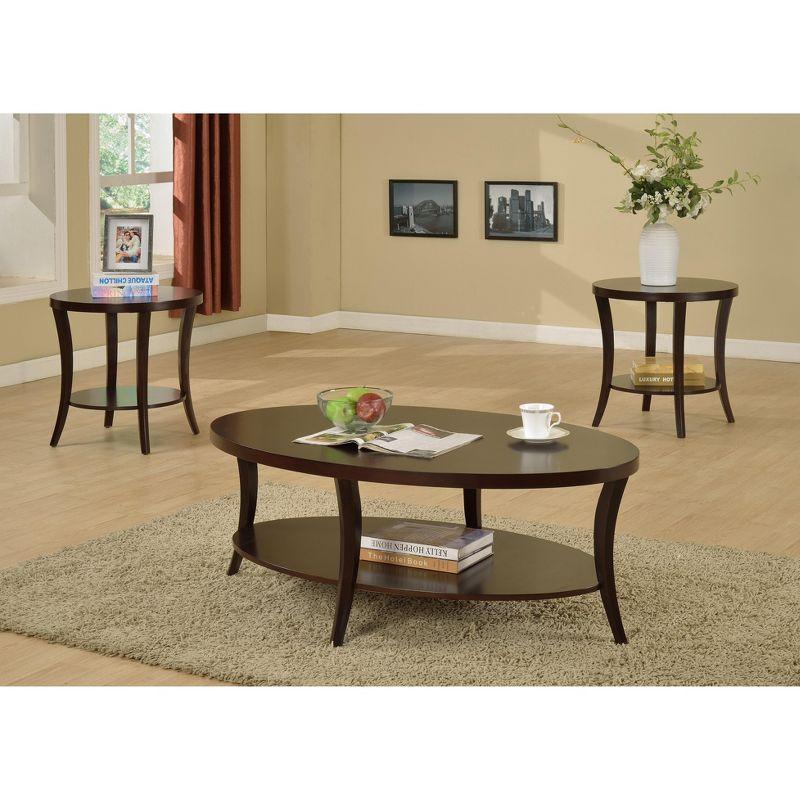 Roundhill Furniture Perth Contemporary Oval Coffee Table with Shelf, Espresso