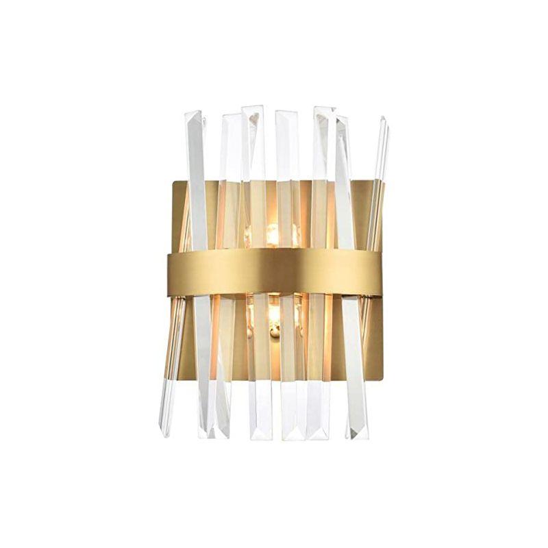 Satin Gold and Crystal 2-Light Dimmable Vanity Sconce