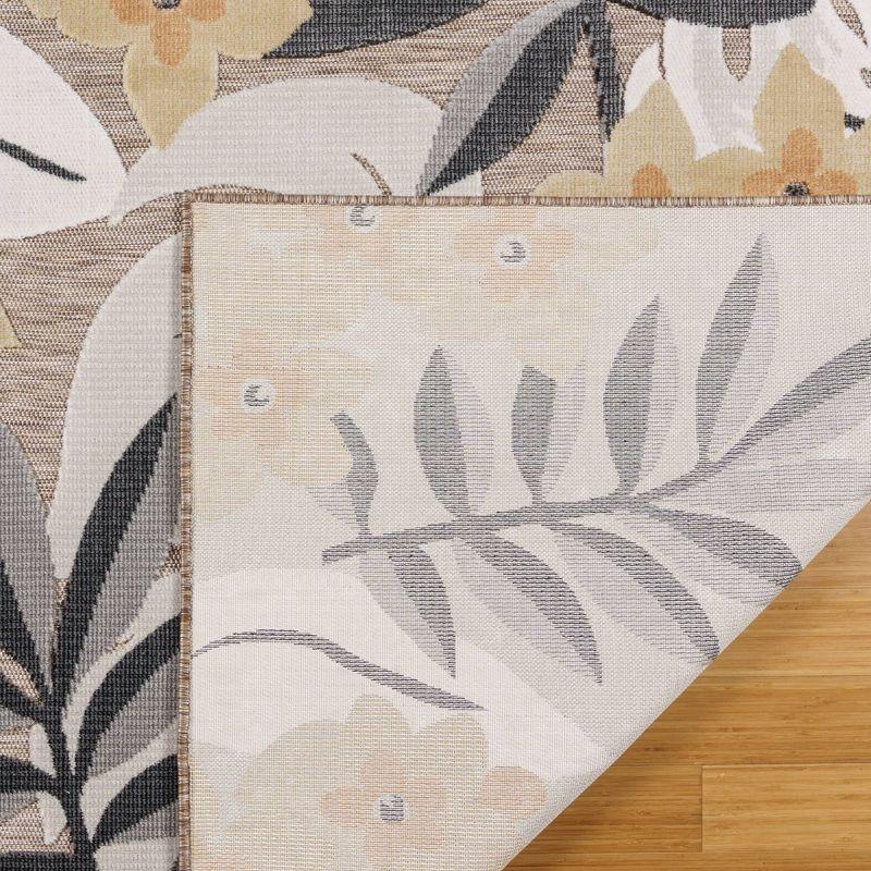Gertmenian Tara Polly Gray Yellow Ivory Large Tropical Hawaiian Indoor/ Outdoor Flatweave High-Low Area Rug