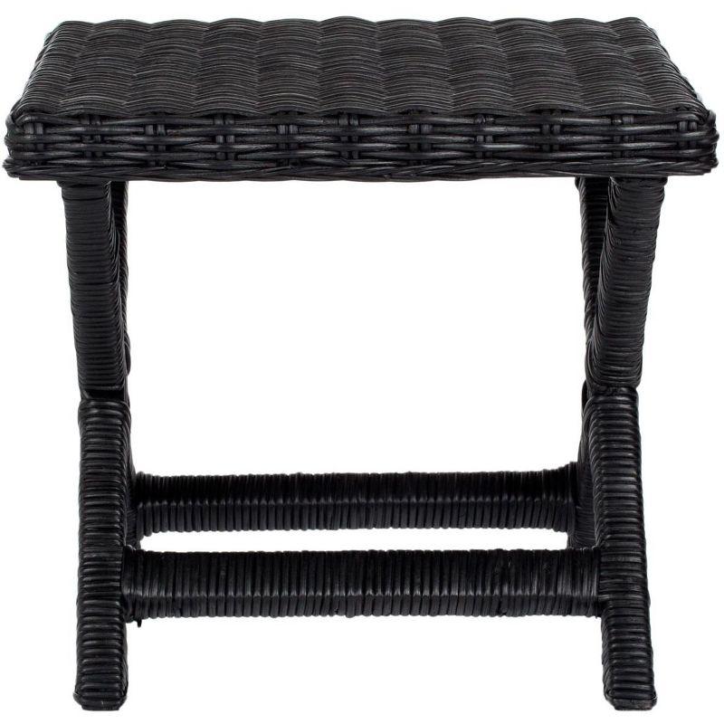 Transitional Manor Black Rattan Bench with Cross-Leg Design