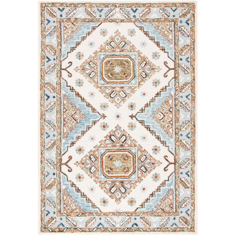 Elegant Ivory Silk & Wool Hand-Tufted 5' x 8' Area Rug