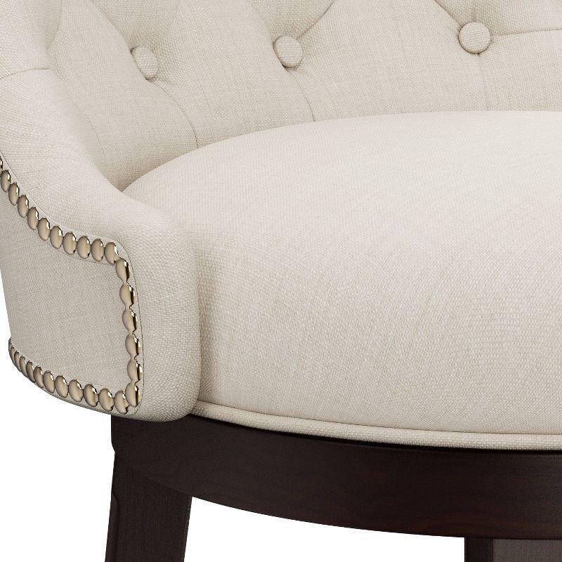 30" Halbrooke Swivel Barstool Smoke/Cream Hillsdale Furniture: Upholstered, Button Tufted, Nailhead Trim