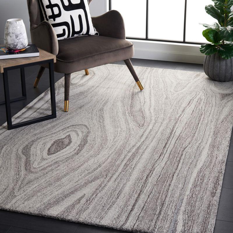 Gray Abstract Hand-Tufted Wool Area Rug 4'x6'