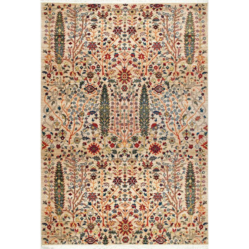 Olive Rectangular Synthetic Fringe Area Rug