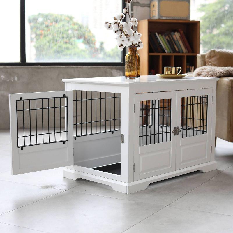 Merry Products Fairview Triple Door Crate Dog Bed - L - White