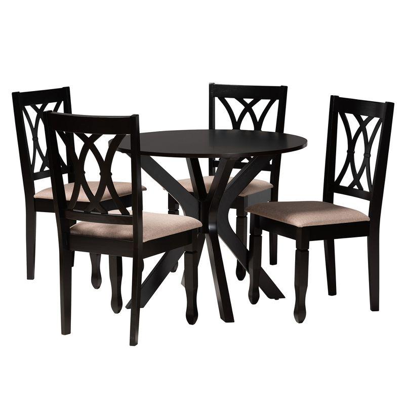 Baxton Studio Maya Modern Fabric and Wood Dining Set