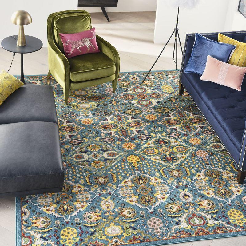 Nourison Allur Boho Indoor Area Rug Turquoise Ivory 9' x 12'