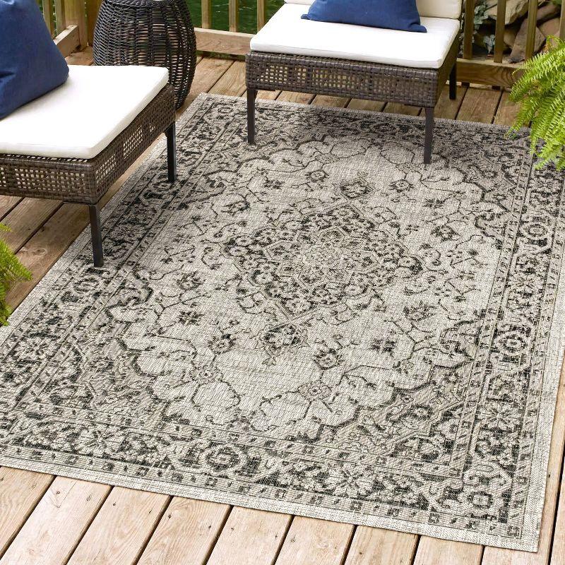 Rozetta Boho Medallion Textured Weave Indoor/Outdoor Area Rug  - JONATHAN Y