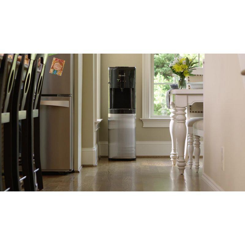 Primo Deluxe Bottom Loading Water Dispenser with Self-Sanitization: 5 Gallon, Hot & Cold, Freestanding, Black/Silver