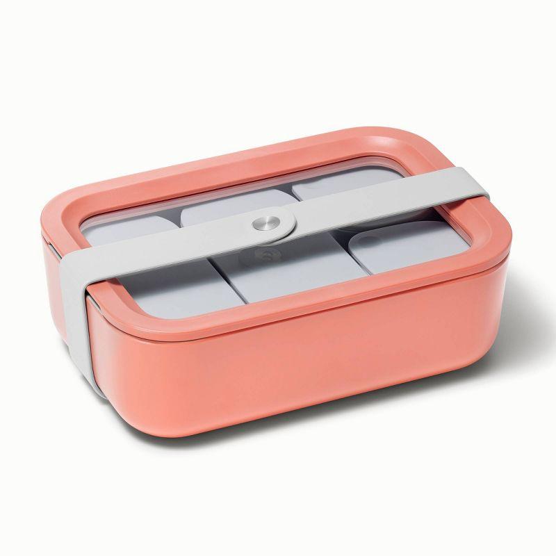 Coral Ceramic Coated Glass Food Storage Container, 6.6 Cup