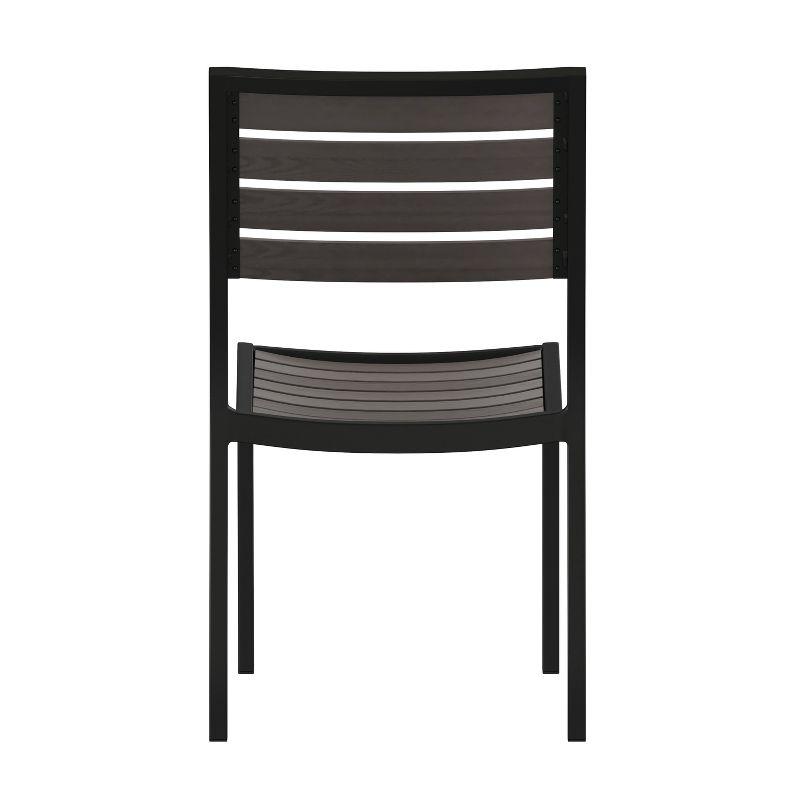 Flash Furniture Lark Outdoor Side Chair with Faux Teak Poly Slats, Set of 2