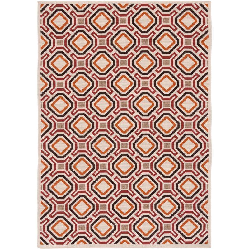 Veranda VER089 Power Loomed Indoor/Outdoor Area Rug - Creme/Red - 4'x5'7" - Safavieh.