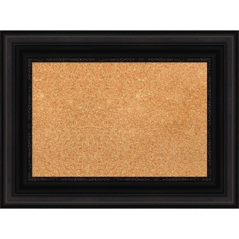 Amanti Art Natural Cork Board Framed Parlor Black Bulletin Board 24 in. x 18 in.