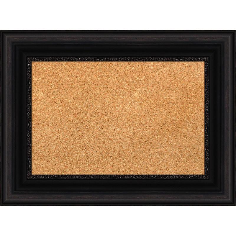 Parlor Black Framed Corkboard with Ornate Design, 24x18