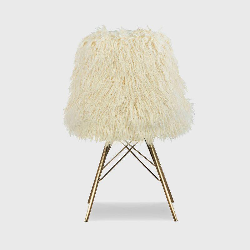 Remy Flokati Modern Faux Fur Accent and Office Chair Chair White - Linon