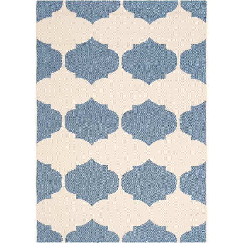 Courtyard CY6162 Power Loomed Indoor and Outdoor Area Rug - Beige/Blue - 5'3"x7'7" - Safavieh