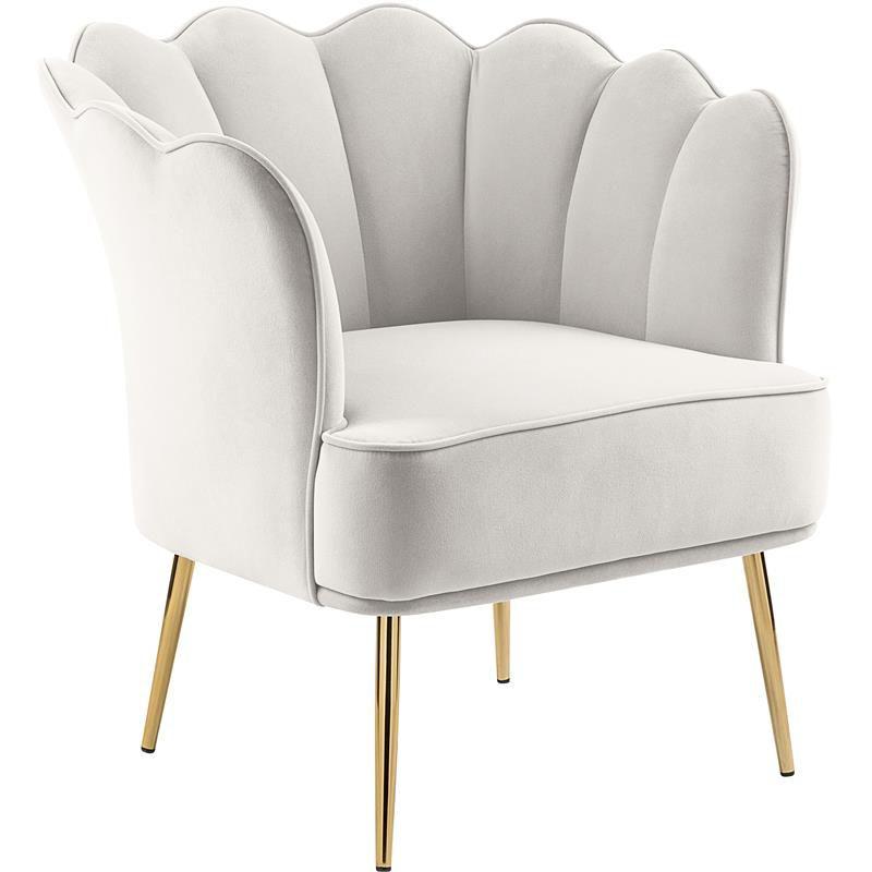 Meridian Furniture Jester Cream Velvet Accent Chair with Gold Iron Legs