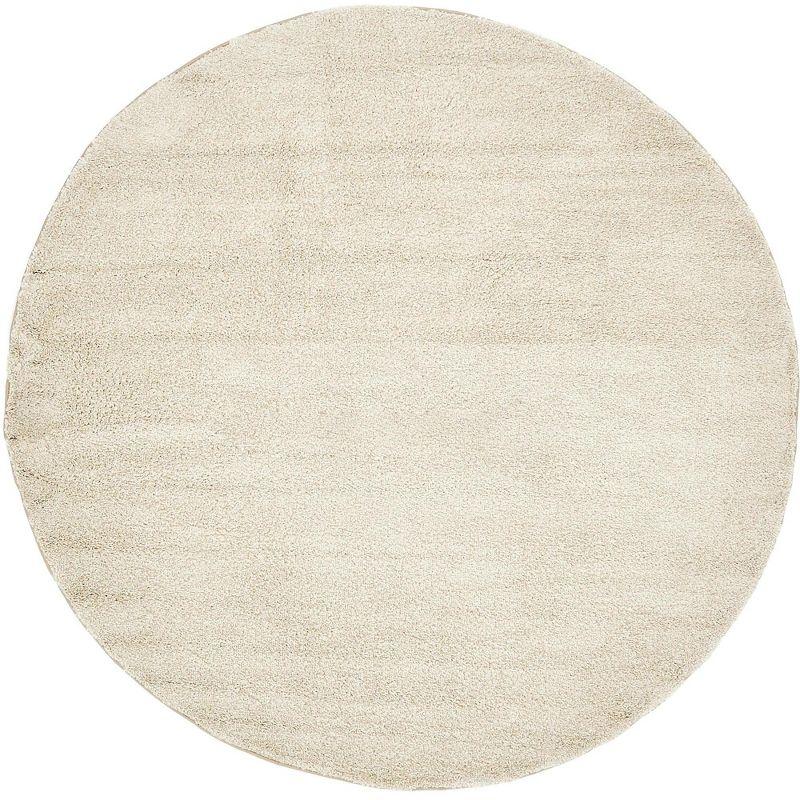 Ivory Bliss Round Synthetic Shag Rug, 8' Easy Care