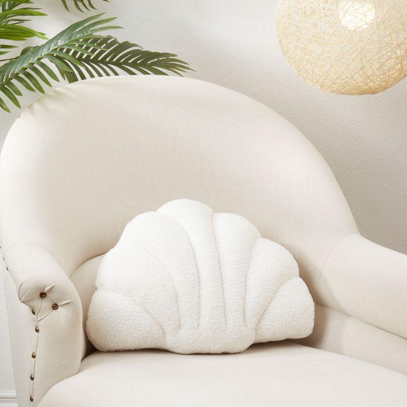 Saro Lifestyle Seashell Shorescape Poly Filled Throw Pillow, White, 13"x17"