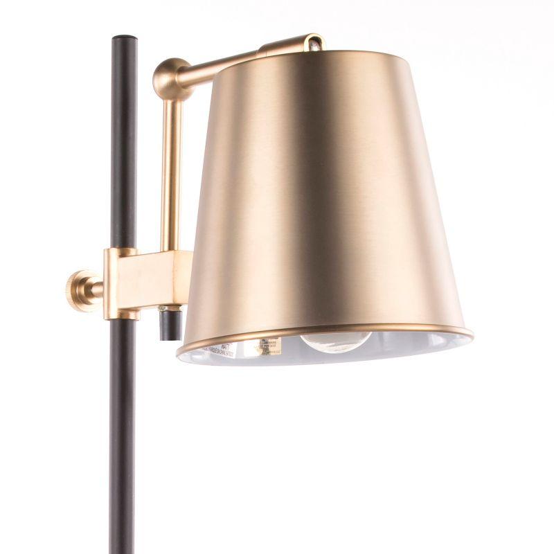 25-29" Metric Table Lamp Antique Brass/White - LumiSource: Vintage Style, Adjustable Head Tilt, UL Listed, Metal Shade