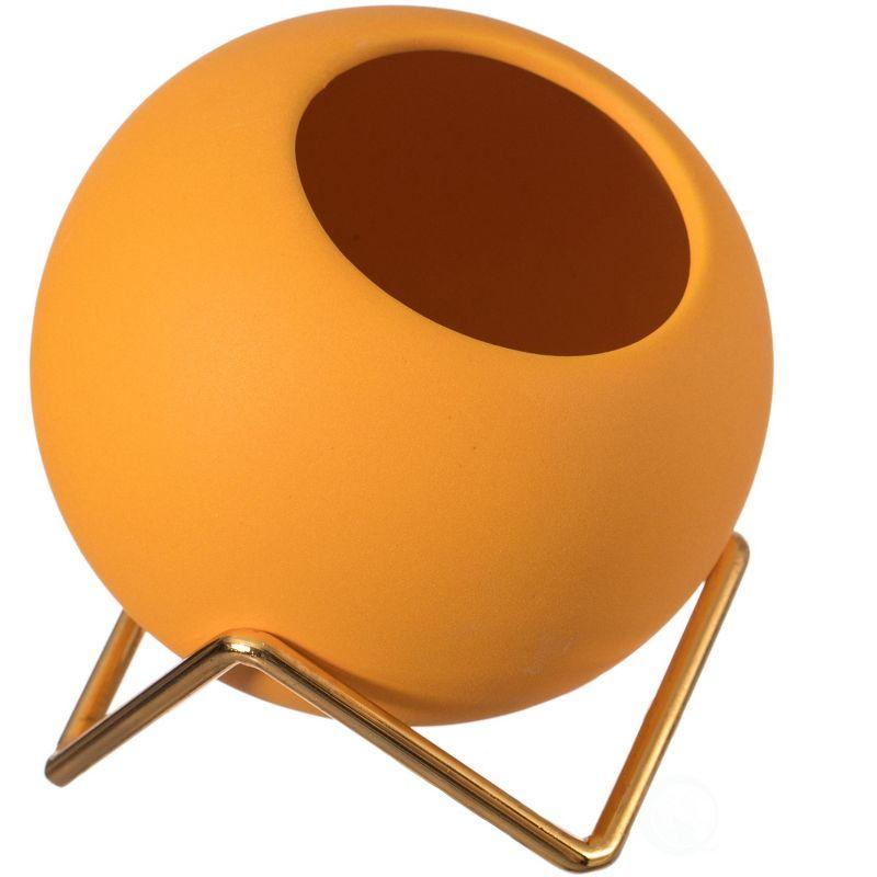 Fabulaxe Small Modern Ceramic Flower Vase for Living Room, Home Office Table, Dining Room and Entryway, Yellow