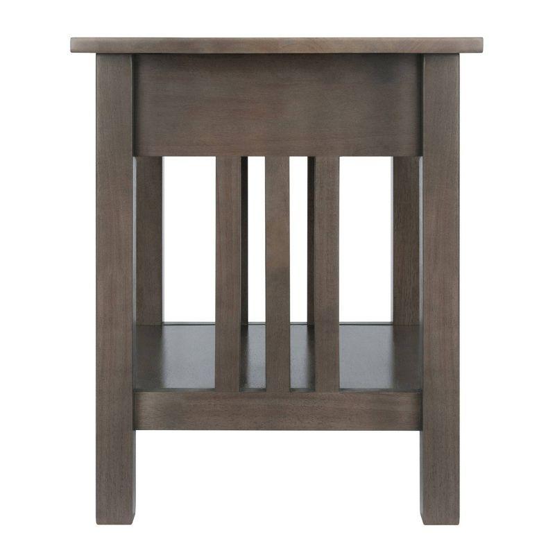 Transitional Stafford Oyster Gray Wood End Table with Storage