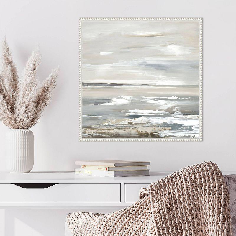 Oceanic Dreams Abstract Coastal Canvas Art with White Floater Frame