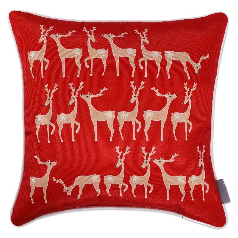 18"x18" Sleigh Rides Square Throw Pillow Red/Beige - Pillow Perfect: Festive Indoor Cushion for Bench Decor