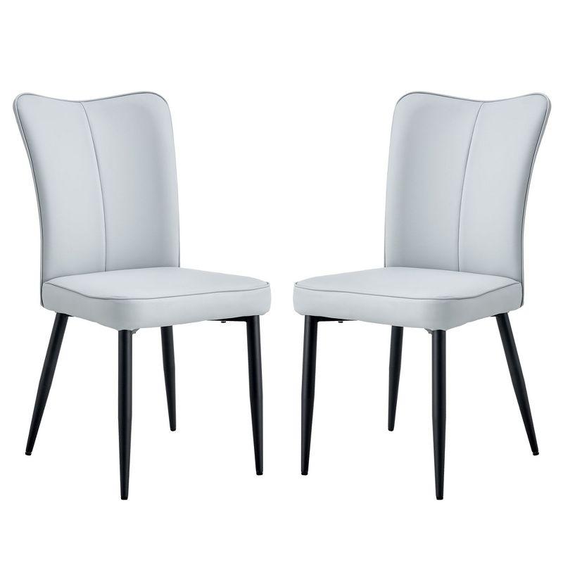 NicBex Dining Chairs Set of 2,Modern Dining Room Chairs with PU Leather Curved Backrest and Metal Legs,Gray