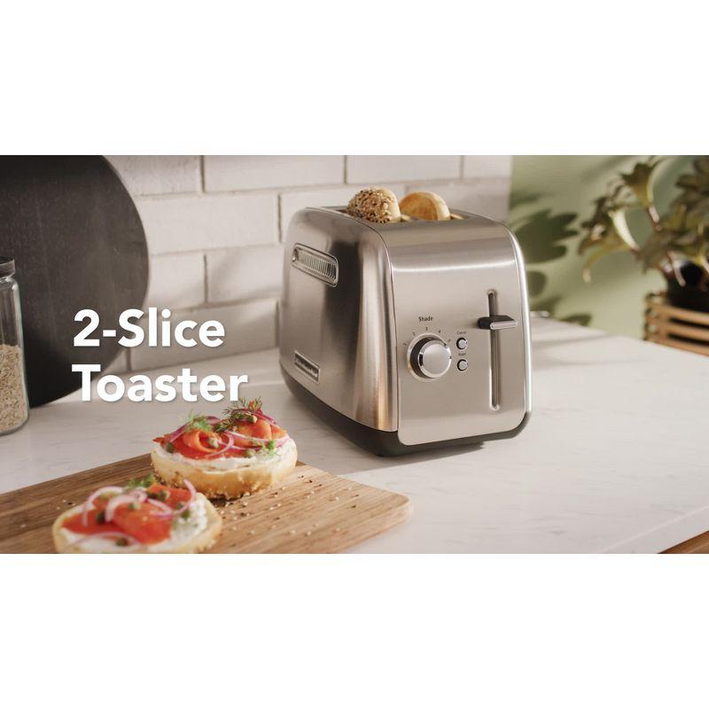 KitchenAid 2-Slice Toaster with Manual Lift Lever - KMT2115: Silver, Cool Touch, Bagel & Bread Toaster, Crumb Tray