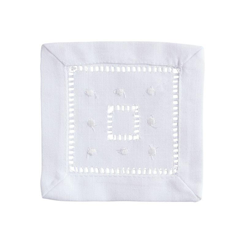 Saro Lifestyle Classic Hemstitch with Embroidered Border Tea Napkin (Set of 12)