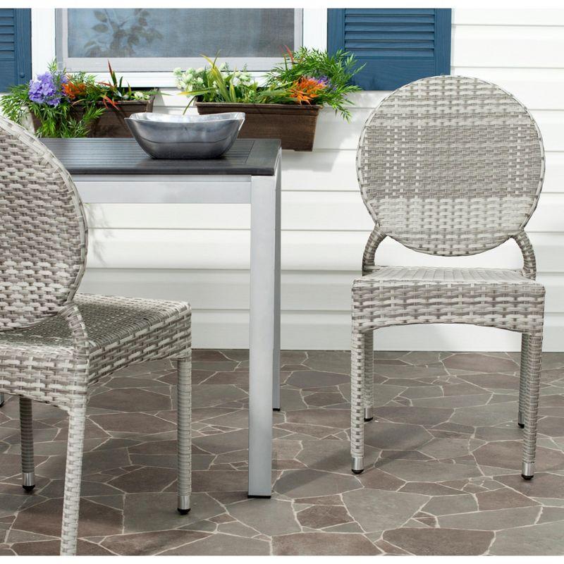 Valdez Indoor Outdoor French Bistro Stacking Side Chair (Set of 2) - Grey - Safavieh.