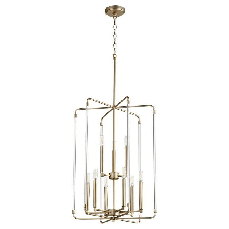 Quorum Lighting Optic 9-Light 2-Tier Entry Pendant, Aged Brass, 20W x 28H