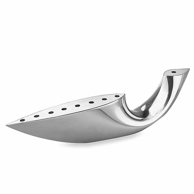 Nambé Illume Menorah 14-Inch, Modern Hannukkah Candle Holder, Designer Alloy Judaica Centerpiece for Holiday & Wedding Gift, Sculptural Metal Display