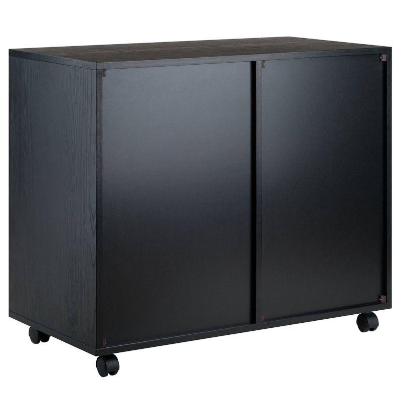 Halifax Cabinet with 5 Drawer & 1 Side Cabinet Black - Winsome: Mobile Storage Unit, Composite Wood, Modern Design