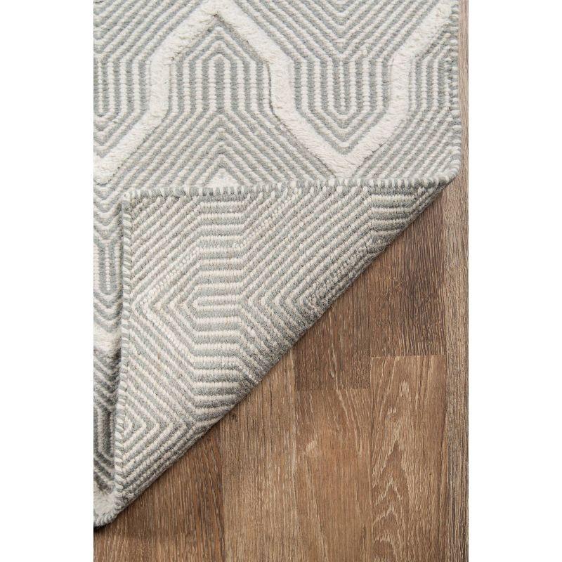 Scandinavian Gray Geometric Handwoven Wool Area Rug