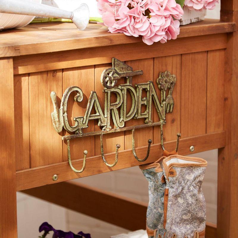 2.13" Indoor/Outdoor Garden Wall Hook Cast Iron Plant Stand Brown - Zingz & Thingz: Rectangle Novelty Planter Holders, No Assembly Required