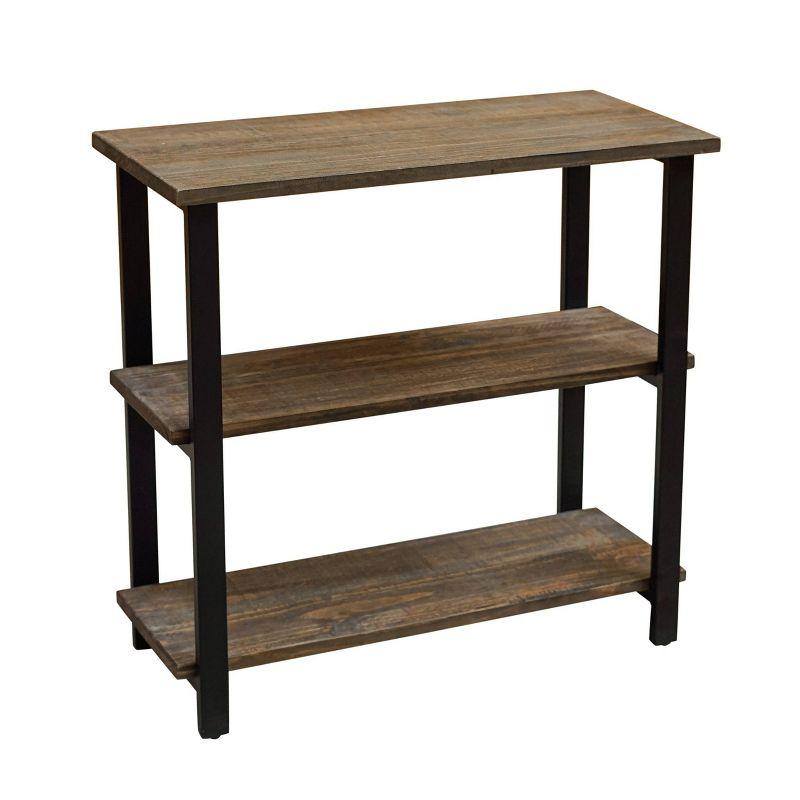 Pomona 34.8" Adjustable Black Metal and Solid Birch Wood Under-Window Bookshelf