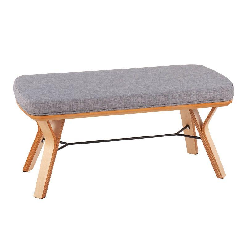 42" Folia Wood Bench Natural/Light Gray - LumiSource: Upholstered, Veneer Finish, Seats 2