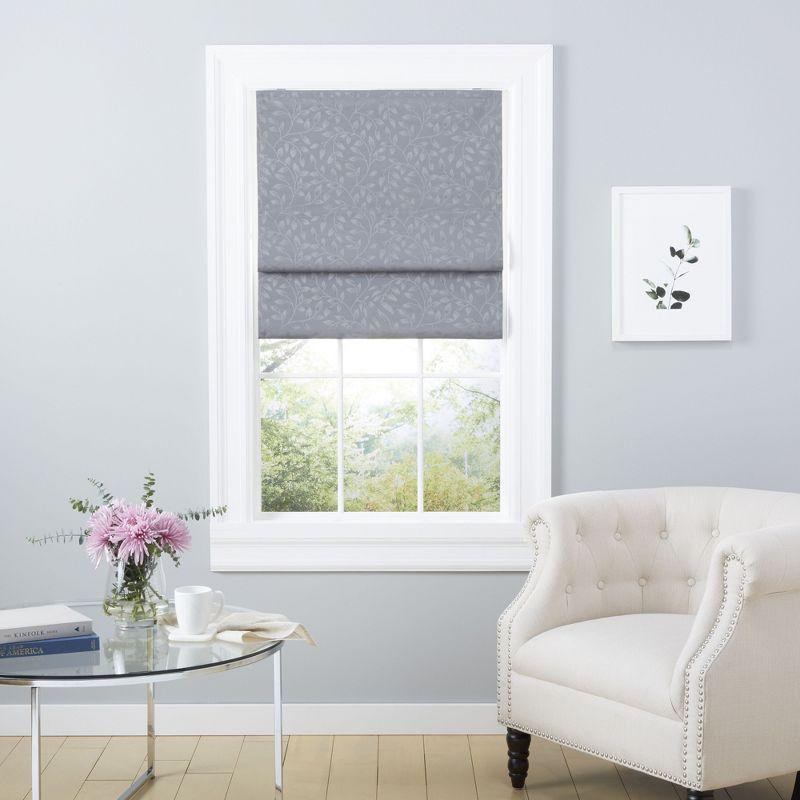 Gray Cordless Fabric Blackout Roman Shade