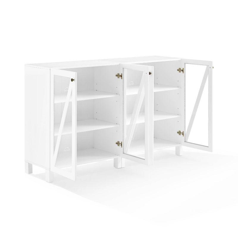 White 60" Media Sideboard Cabinet with Glass Doors and Shelves